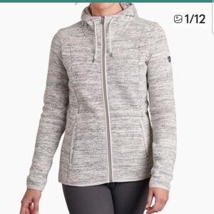 KUHL Ascendyr Flece Gray/white  Hoodie Wirh Zippered Pockets Size S Women's